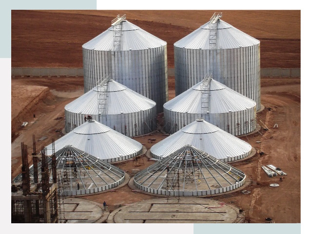 Строительство зерновых силосов в Карталах